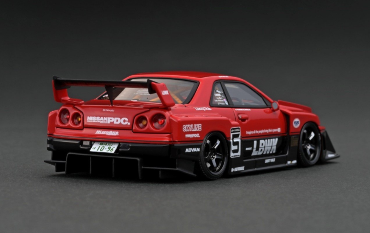 1/43 Ignition Model Nissan LB-ER34 Super Silhouette SKYLINE Red/Black #5 with L28 Engine & Transmission