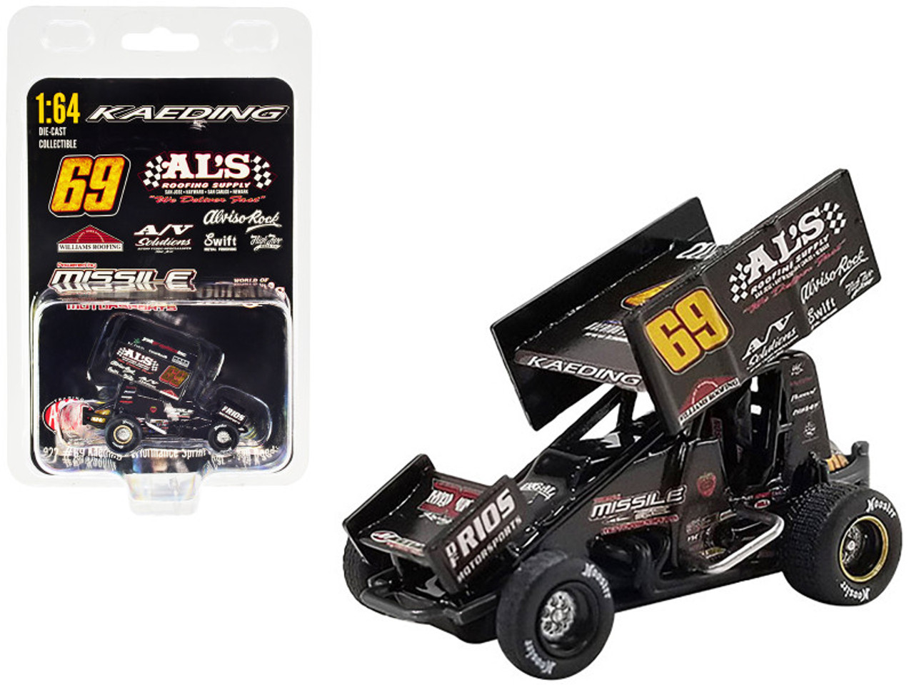 Winged Sprint Car #69 Bud Kaeding "Al's Roofing Supplies" Kaeding Performance "World of Outlaws" (2022) 1/64 Diecast Model Car by ACME