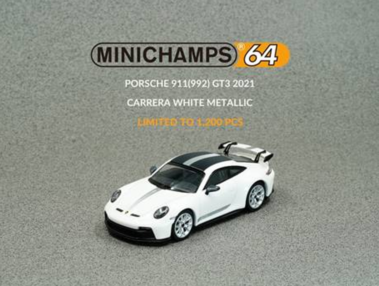  1/64 MINICHAMPS PORSCHE 911 GT3 (992) 2021 CARRERA WHITE METALLIC Diecast Car Model