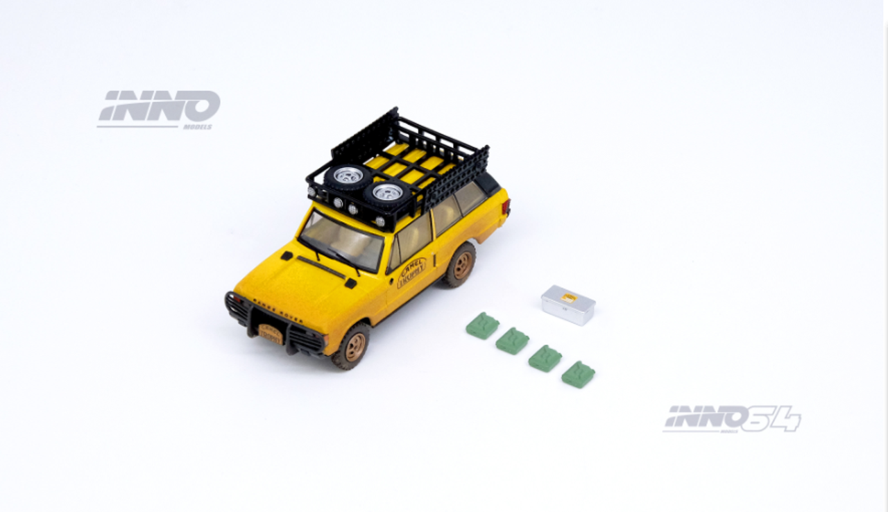1/64 INNO RANGE ROVER "CLASSIC" CAMEL TROPHY 1982 With Dust Effect 1 Tool Box and 4 Fuel/Oil Container included