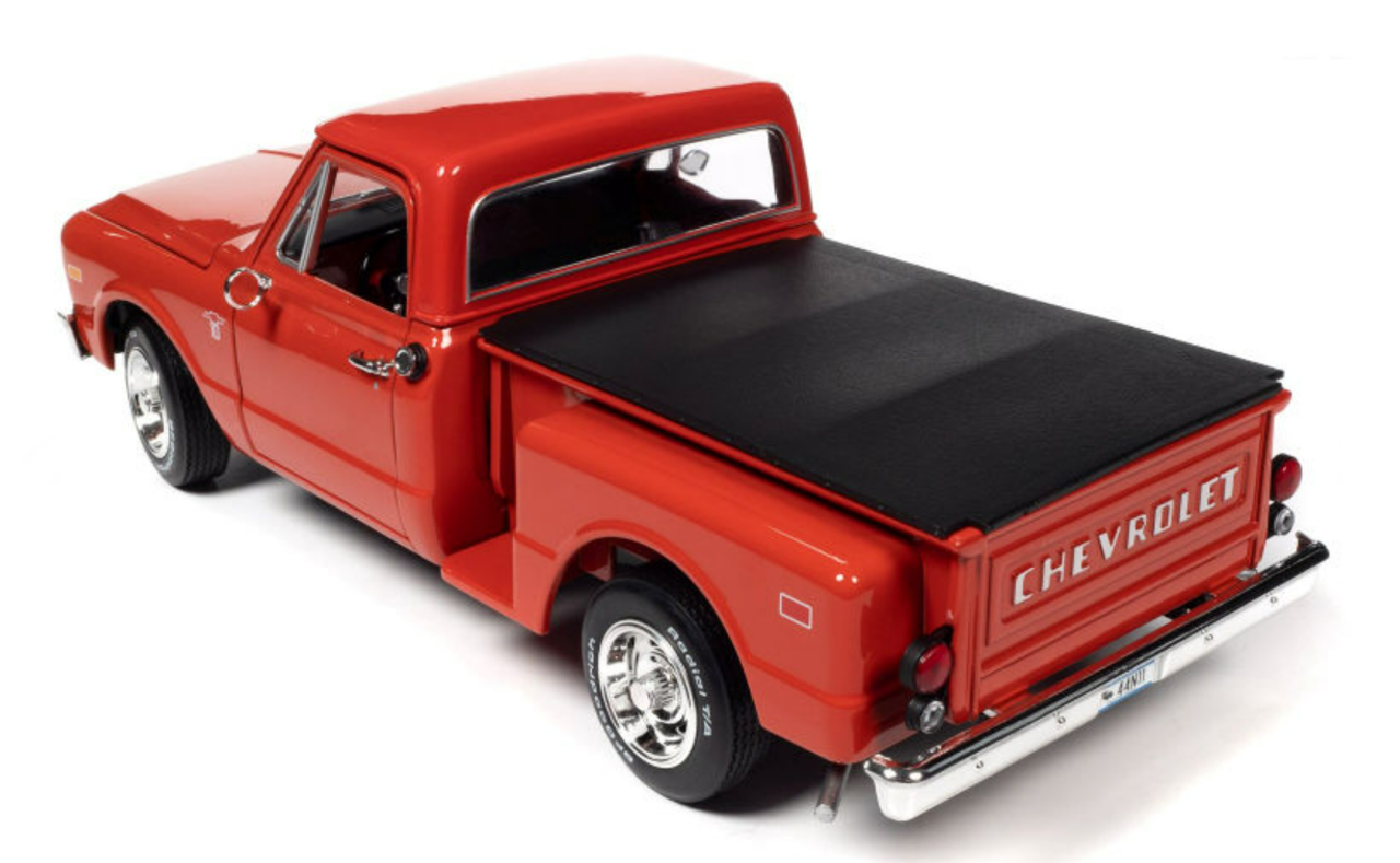 1/18 Auto World 1968 Chevy C10 Pick Up Sidestep (Vermilion Red) Diecast Car Model