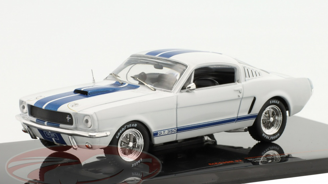 1/43 Ixo 1965 Ford Mustang Shelby GT350 (White with Blue Stripes) Car Model