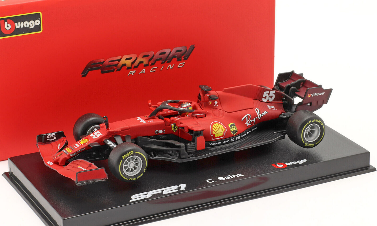 1/43 BBurago 2021 Formula 1 Ferrari SF21 Carlos Sainz #55 Car Model