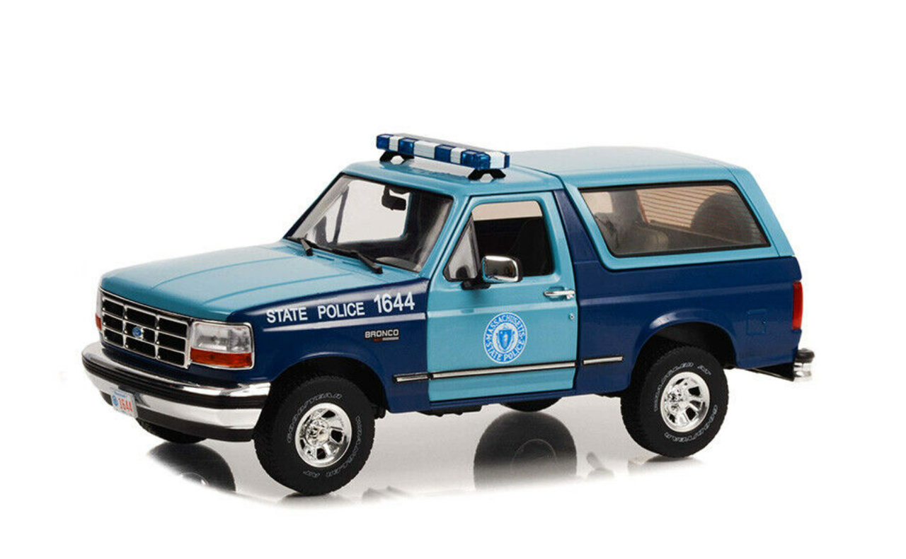 1/18 Greenlight 1996 Ford Bronco XLT Massachusetts State Police Diecast Car Model