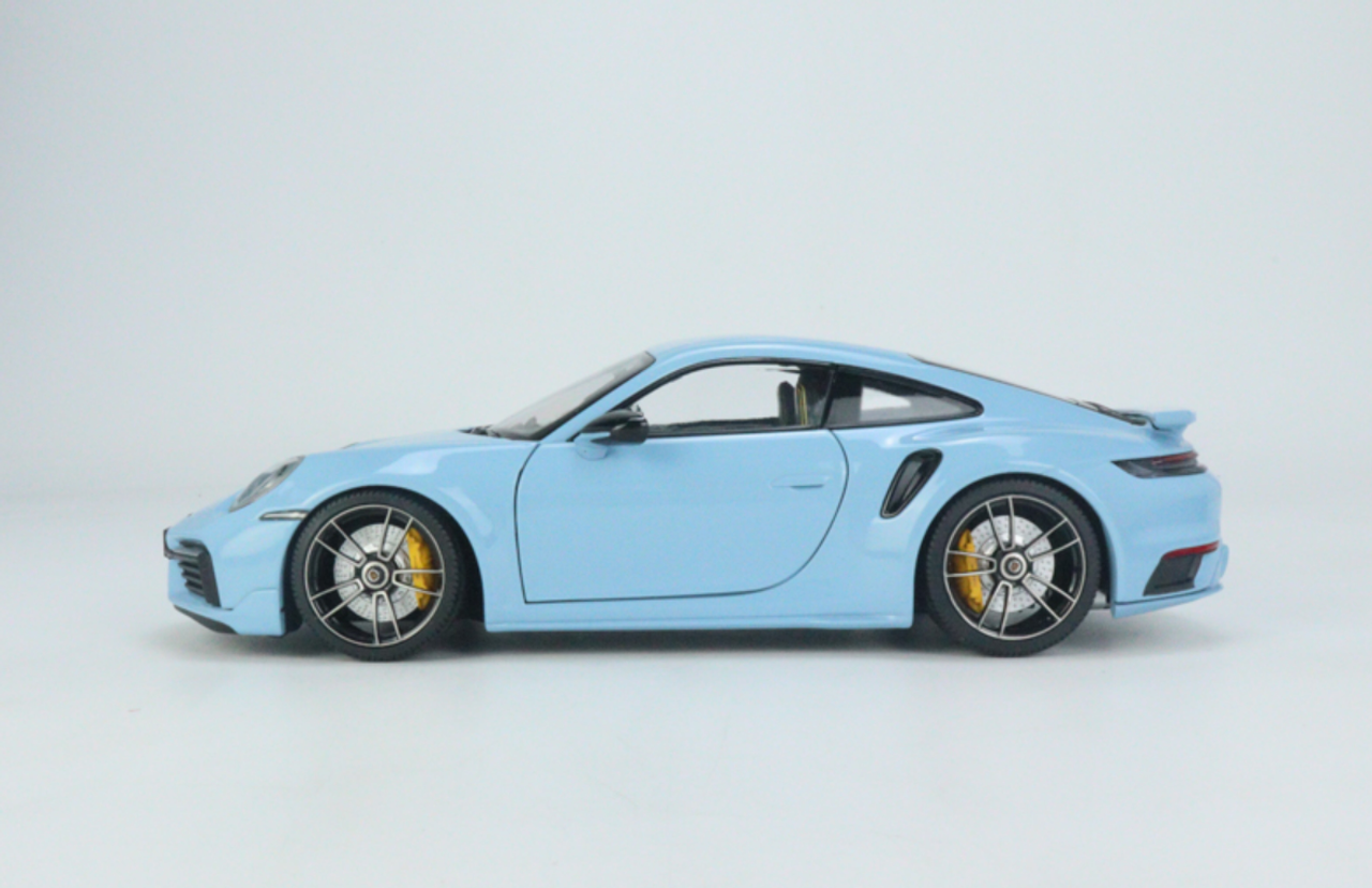 1/18 Minichamps Porsche 911 992 Turbo S (Sea Bay Blue) 911 Turbo SportDesign Diecast Car Model Limited 300 Pieces