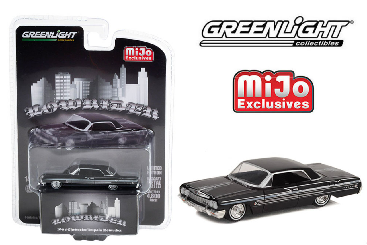 1/64 Greenlight Lowrider 1964 Chevrolet Impala SS (Black) Diecast Car Model