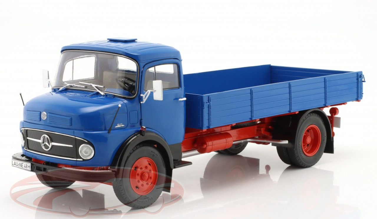 1/18 Schuco Mercedes-Benz L911 Flatbed Truck with Cover (Blue) Diecast Car Model