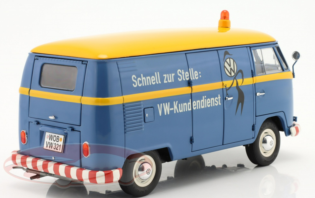 1/18 Schuco Volkswagen VW T1b Panel Van VW Customer Service (Blue & Yellow) Diecast Car Model