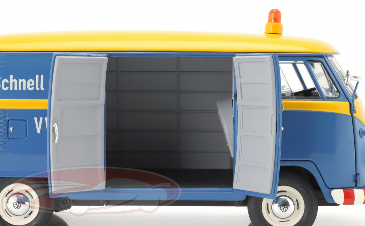 1/18 Schuco Volkswagen VW T1b Panel Van VW Customer Service (Blue & Yellow) Diecast Car Model