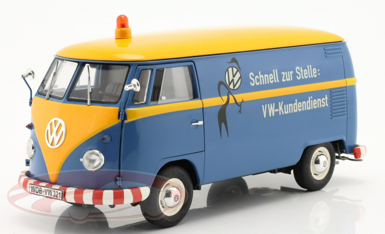 1/18 Schuco Volkswagen VW T1b Panel Van VW Customer Service (Blue & Yellow) Diecast Car Model