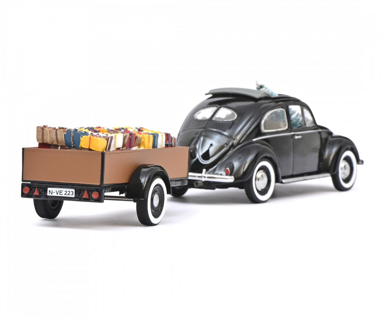 1/43 Schuco 2022 Volkswagen VW Beetle Käfer with Trailer Christmas Edition Diecast Car Model