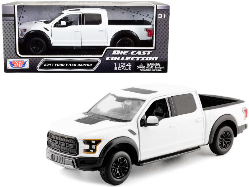 2017 Ford F-150 Raptor Pickup Truck White with Black Wheels 1/24