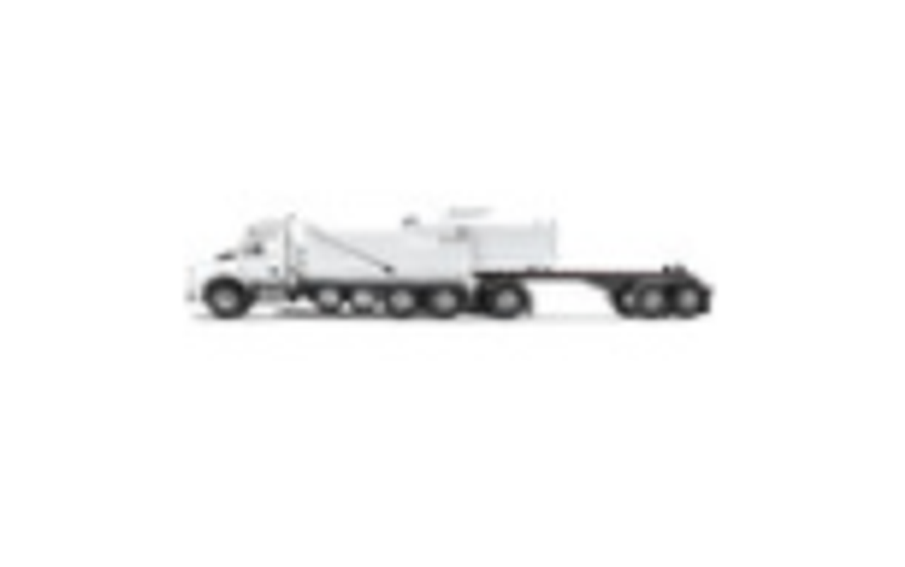 Kenworth T880 Quad-Axle Dump Truck and Rogue Transfer Tandem-Axle Dump Trailer Viper White 1/64 Diecast Model by DCP/First Gear