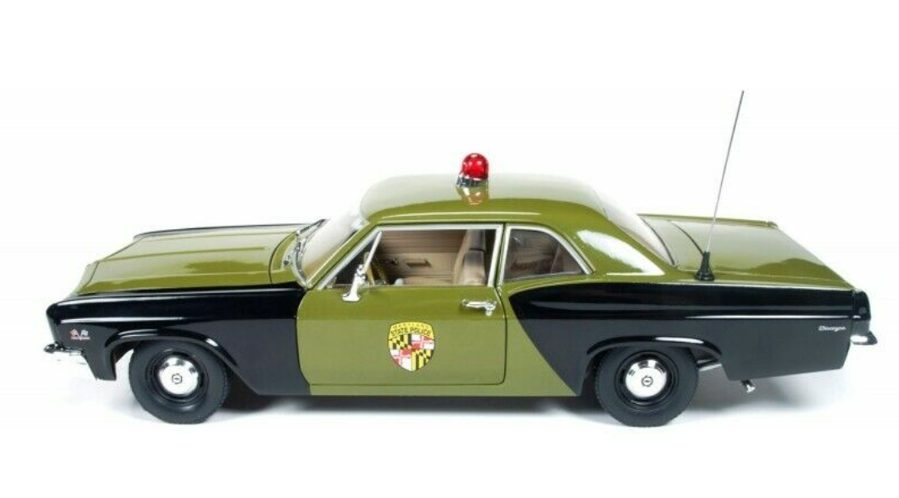 1/18 Auto World 1966 Chevrolet Chevy Biscayne (Maryland State Police Car) Diecast Car Model