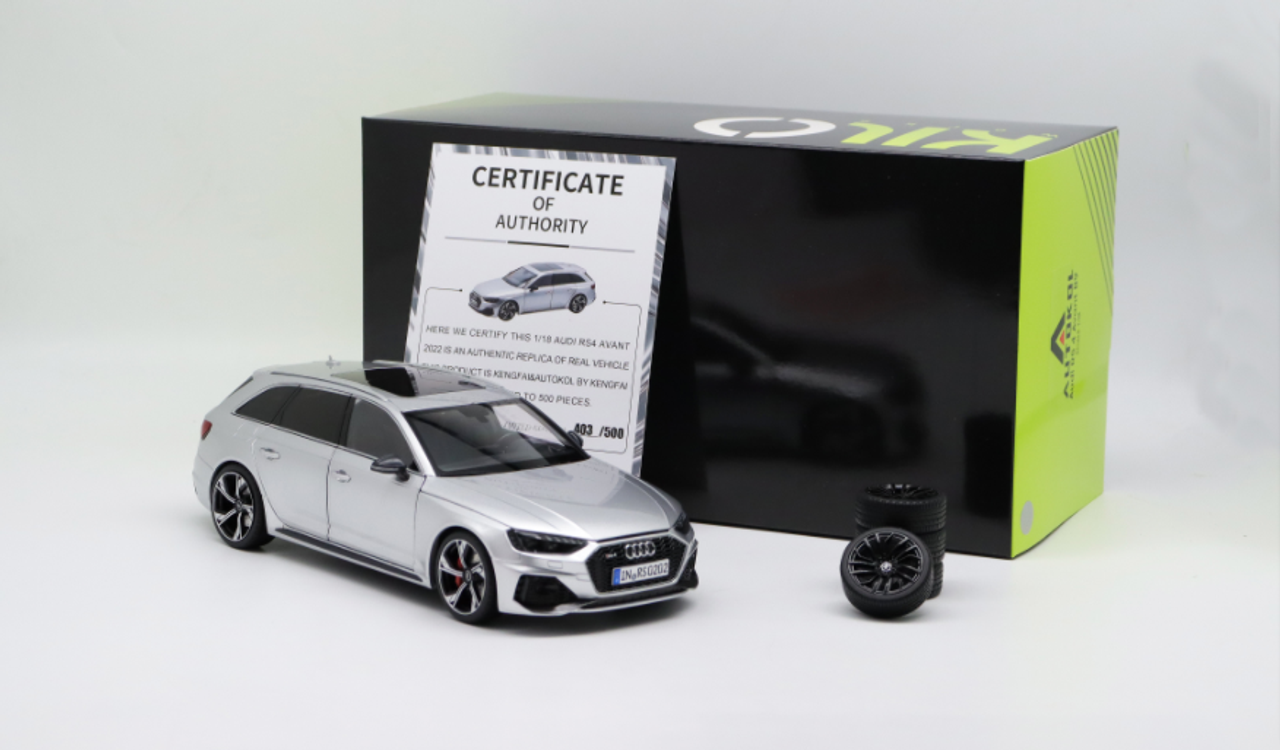  1/18 AUTOKOL 2022 Audi RS4 (B9) Avant Silver Diecast Car Model