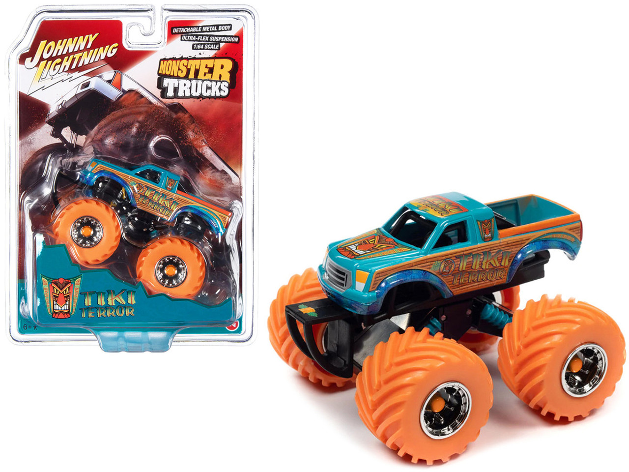 "Tiki Terror" Monster Truck "Who do Voo Doo?" with Driver Figure "Monster Trucks" Series 1/64 Diecast Model by Johnny Lightning