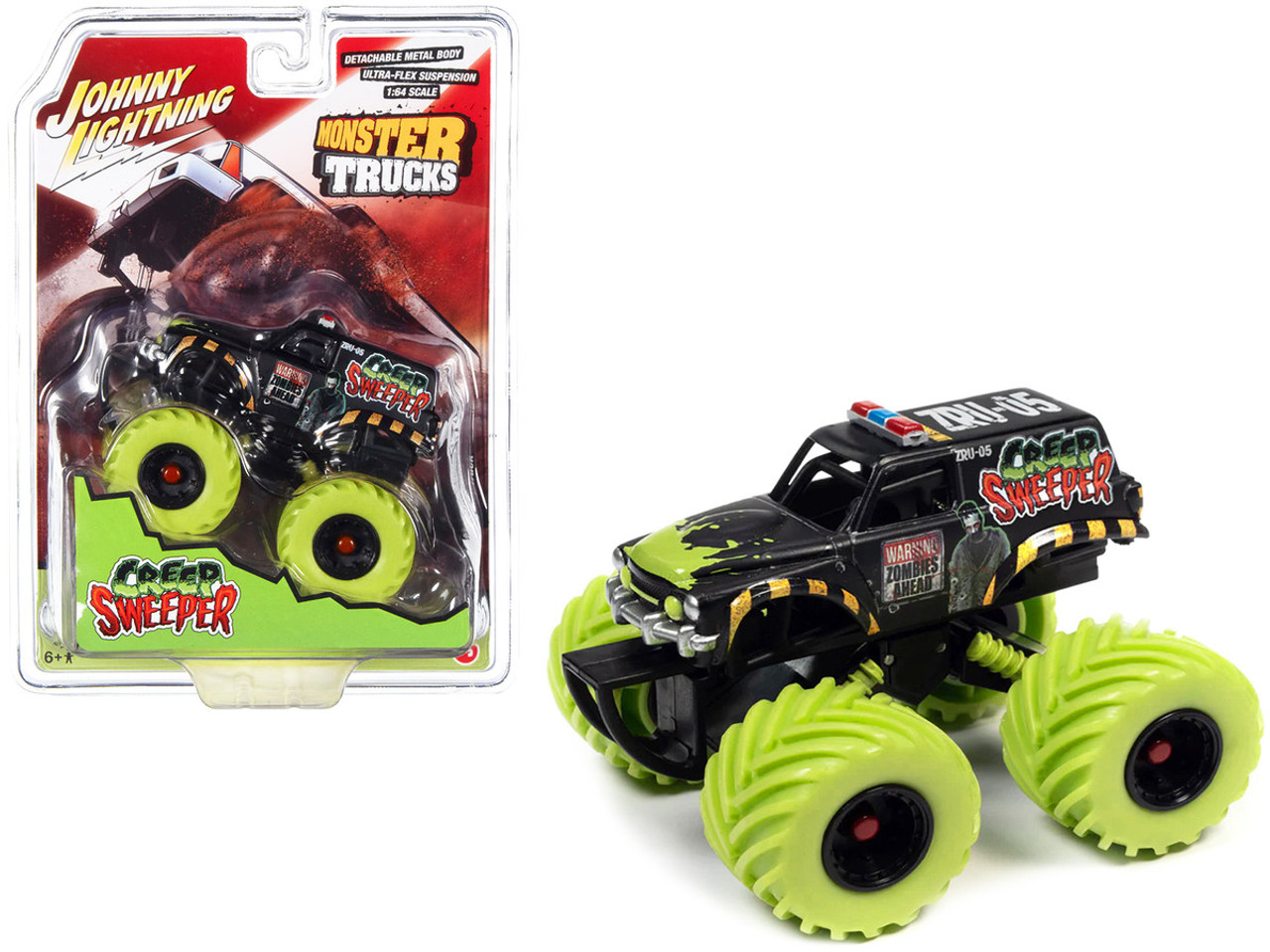 "Creep Sweeper" Monster Truck "Zombie Response Unit" with Driver Figure "Monster Trucks" Series 1/64 Diecast Model by Johnny Lightning