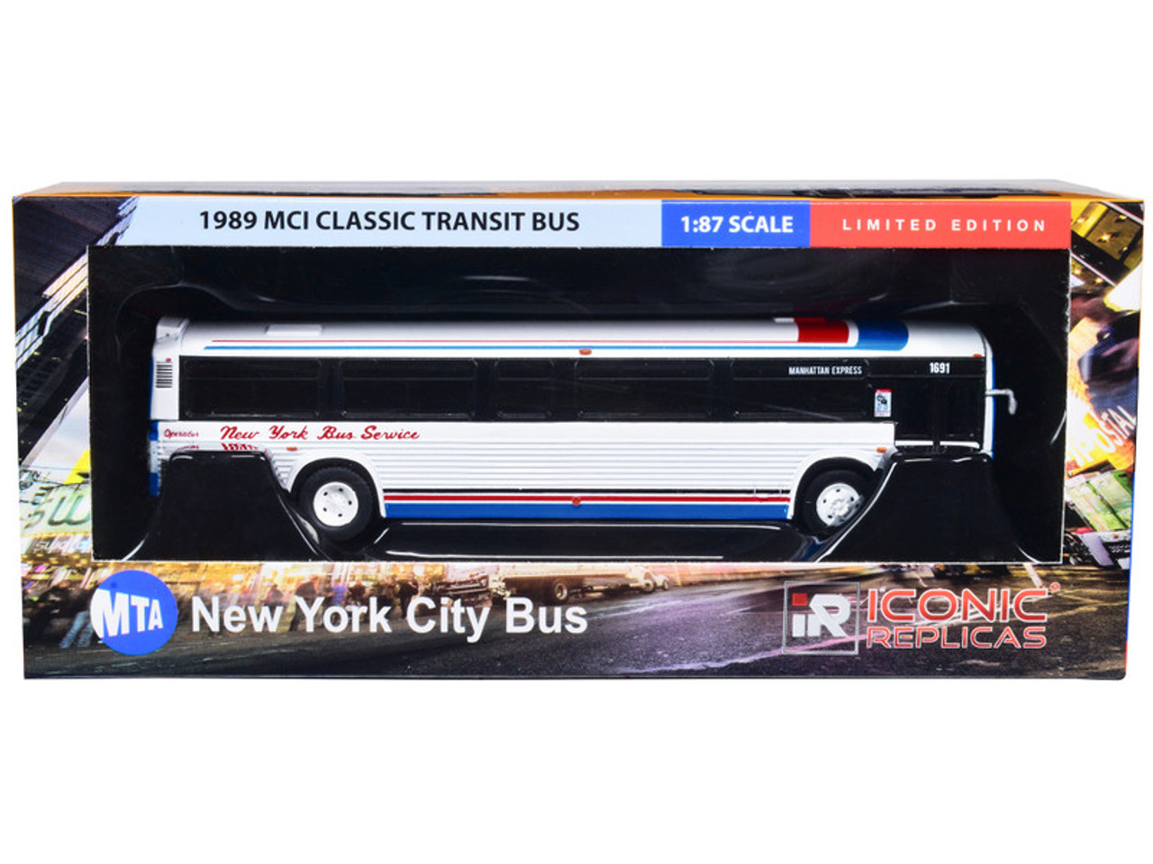 1989 MCI Classic Transit Bus New York Bus Service "Manhattan Express" "MTA New York City Bus" Series 1/87 Diecast Model by Iconic Replicas