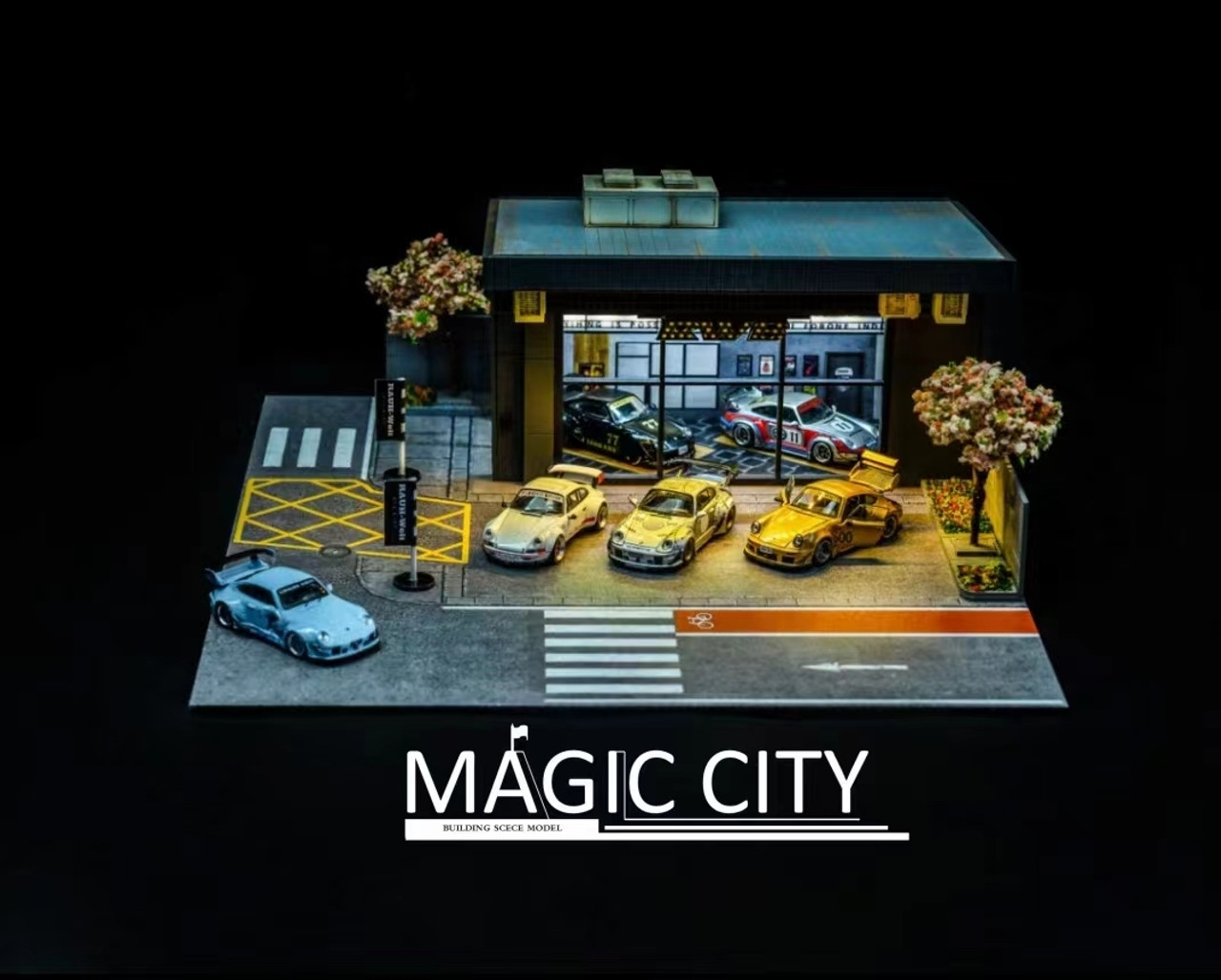 1/64 Magic City Porsche RWB RAUH-Welt Begriff Museum Diorama (cars & figures NOT included)