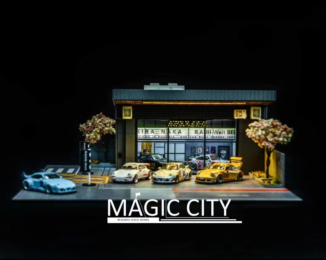 1/64 Magic City Porsche RWB RAUH-Welt Begriff Museum Diorama (cars & figures NOT included)