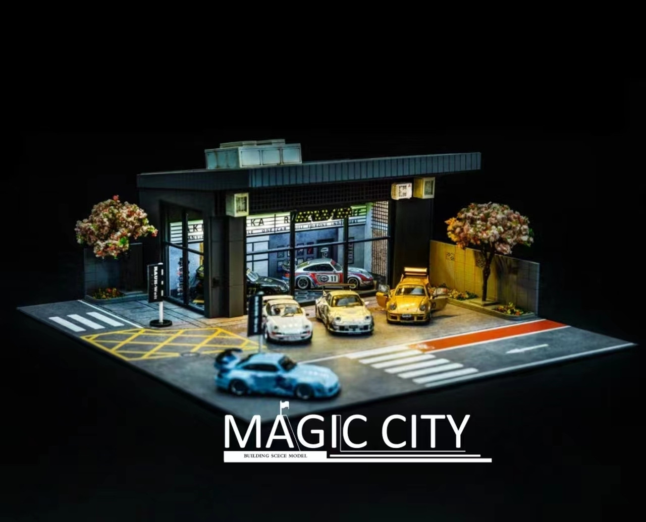 1/64 Magic City Porsche RWB RAUH-Welt Begriff Museum Diorama (cars & figures NOT included)