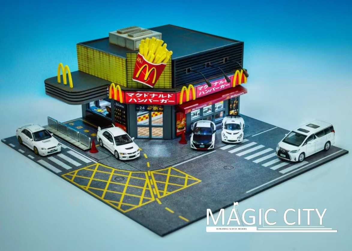 1/64 Magic City Japan Street McDonald Shop Diorama (cars & figures