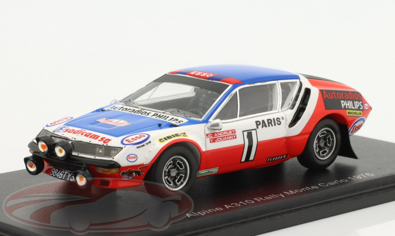 1/43 Spark 1976 Alpine-Renault A310 #1 Rally Monte Carlo Jean-Claude Andruet, Yves Jouanny Car Model