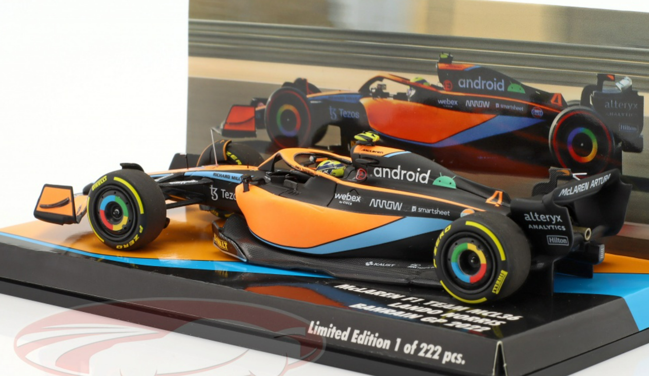1/43 Minichamps 2022 Lando Norris McLaren MCL36 #4 Bahrain GP Formula 1 Car Model