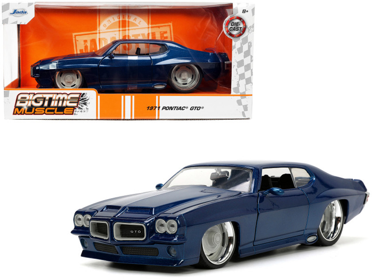 1971 Pontiac GTO Dark Blue Metallic "Bigtime Muscle" Series 1/24 Diecast Model Car by Jada