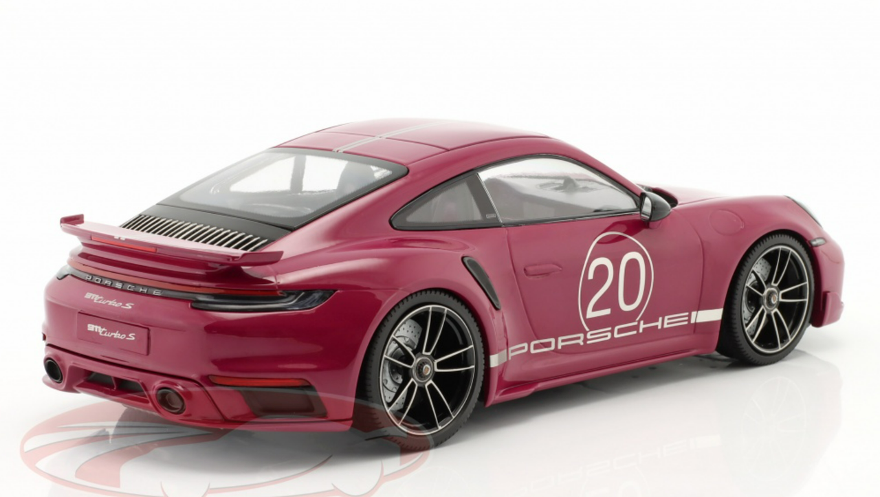 1/18 Minichamps 2021 Porsche 911 Turbo S with SportDesign Package #20 Red Violet with Silver Stripes Limited Edition to 504 Pieces