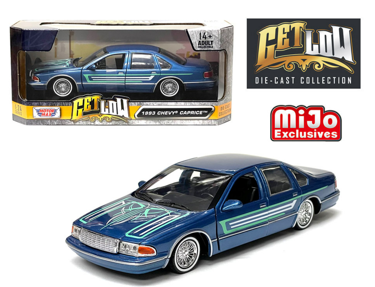 1/24 Motormax 1993 Chevrolet Caprice Lowrider (Green) Diecast Car Model