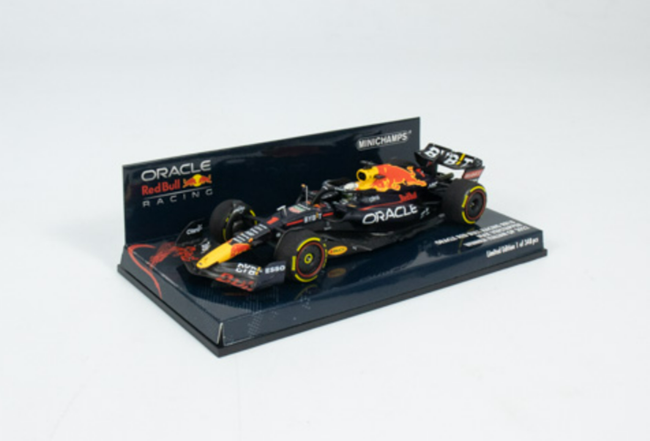 1/43 Minichamps 2022 Formula 1 Max Verstappen Red Bull RB18 #1 Winner Italy GP Formula 1 World Champion Car Model