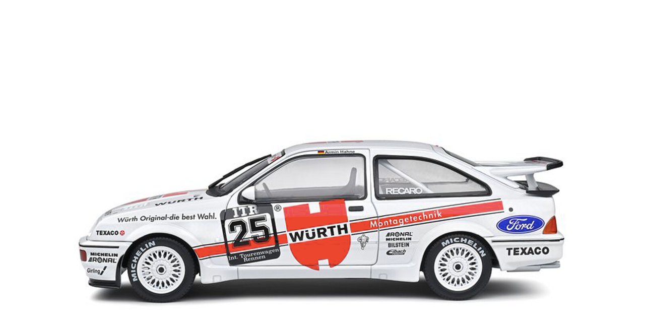 1/18 Solido 1988 Ford Sierra RS 500 #25 DTM Nürburgring Würth Wolf Racing Team Armin Hahne Diecast Car Model