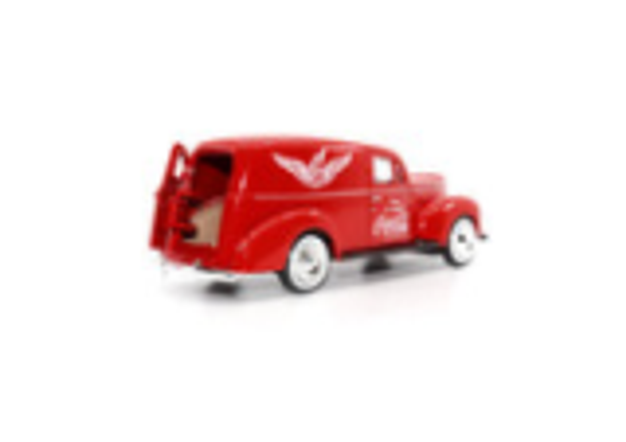 1940 Ford Sedan Cargo Van Red "Pause... Go Refreshed Coca-Cola" with Vending Machine Accessory 1/24 Diecast Model Car by Motor City Classics