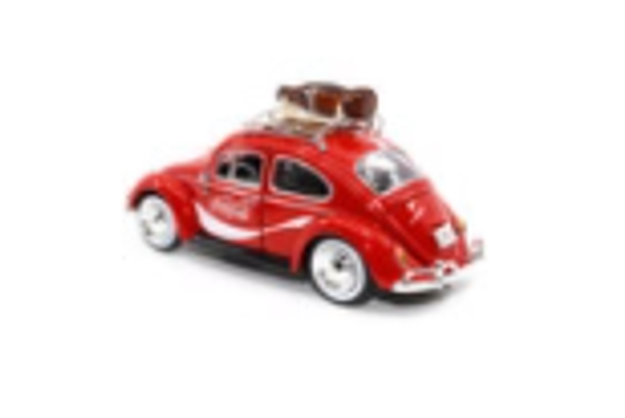 1966 Volkswagen Beetle Red "Enjoy Coca-Cola" with Roof Rack and Accessories 1/24 Diecast Model Car by Motor City Classics