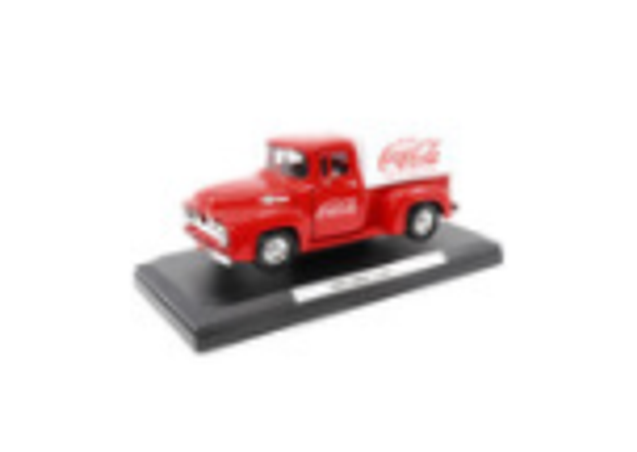 1955 Ford F-100 Pickup Truck Red with White Canopy "Drink Coca-Cola" 1/24 Diecast Model Car by Motor City Classics