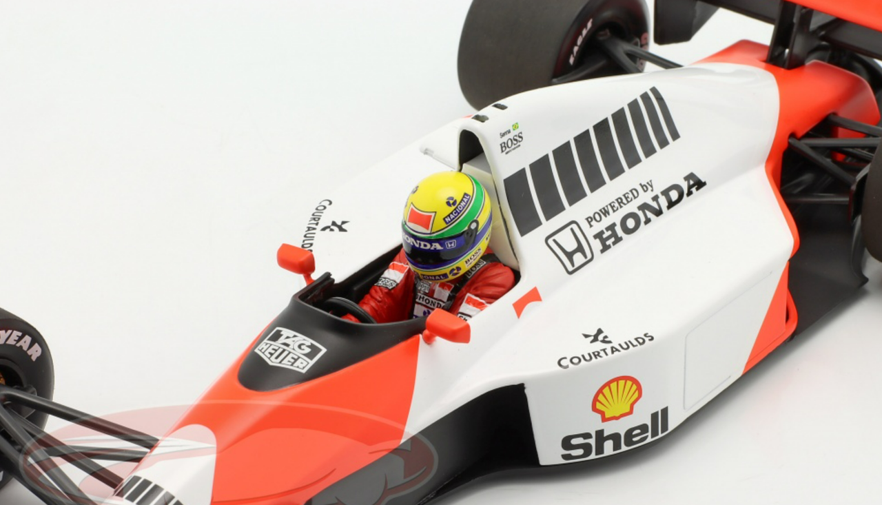 1/18 Minichamps 1990 Ayrton Senna McLaren MP4/5B #27 Formula 1 World Champion Car Model