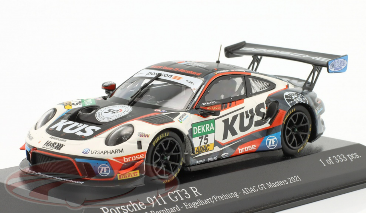 1/43 Minichamps 2021 Porsche 911 GT3 R #75 ADAC GT Masters KÜS Team75 Bernhard Christian Engelhardt, Thomas Preining Car Model