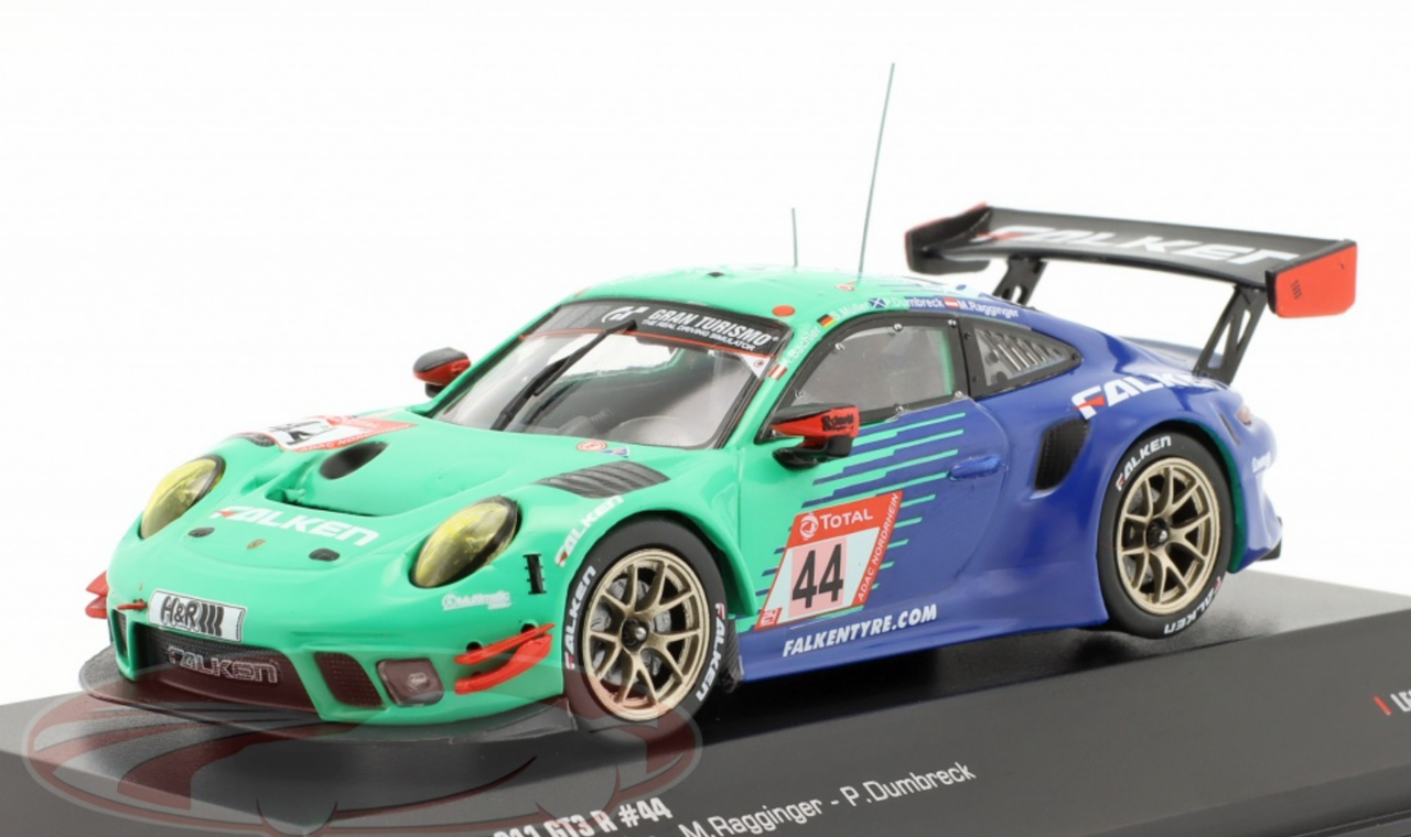 1/43 Ixo 2020 Porsche 911 GT3 R #44 24h Nürburgring Falken Motorsports Klaus Bachler, Sven Müller, Peter Dumbreck, Martin Ragginger Car Model