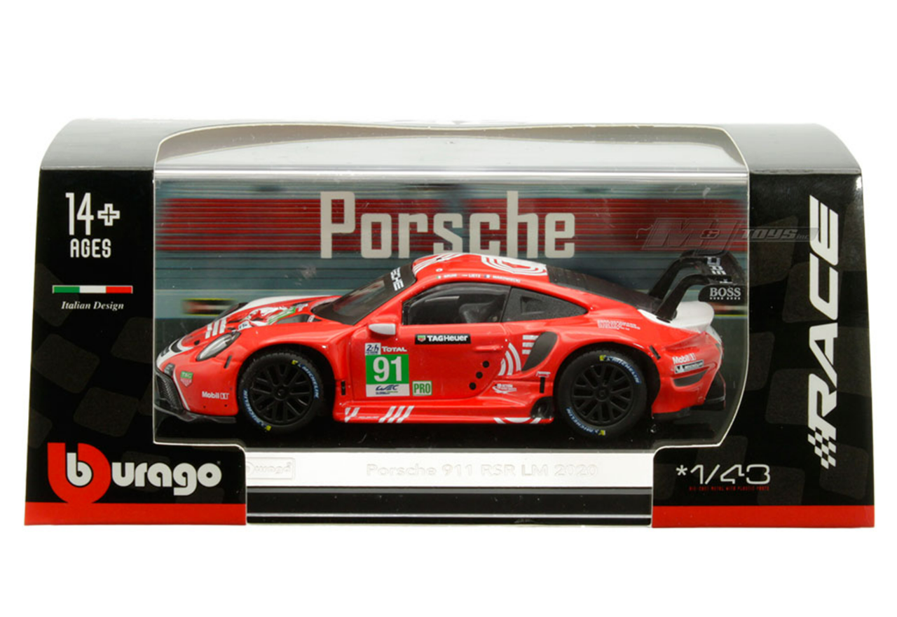 1/43 BBurago 2020 Porsche 911 RSR LM #91 Car Model