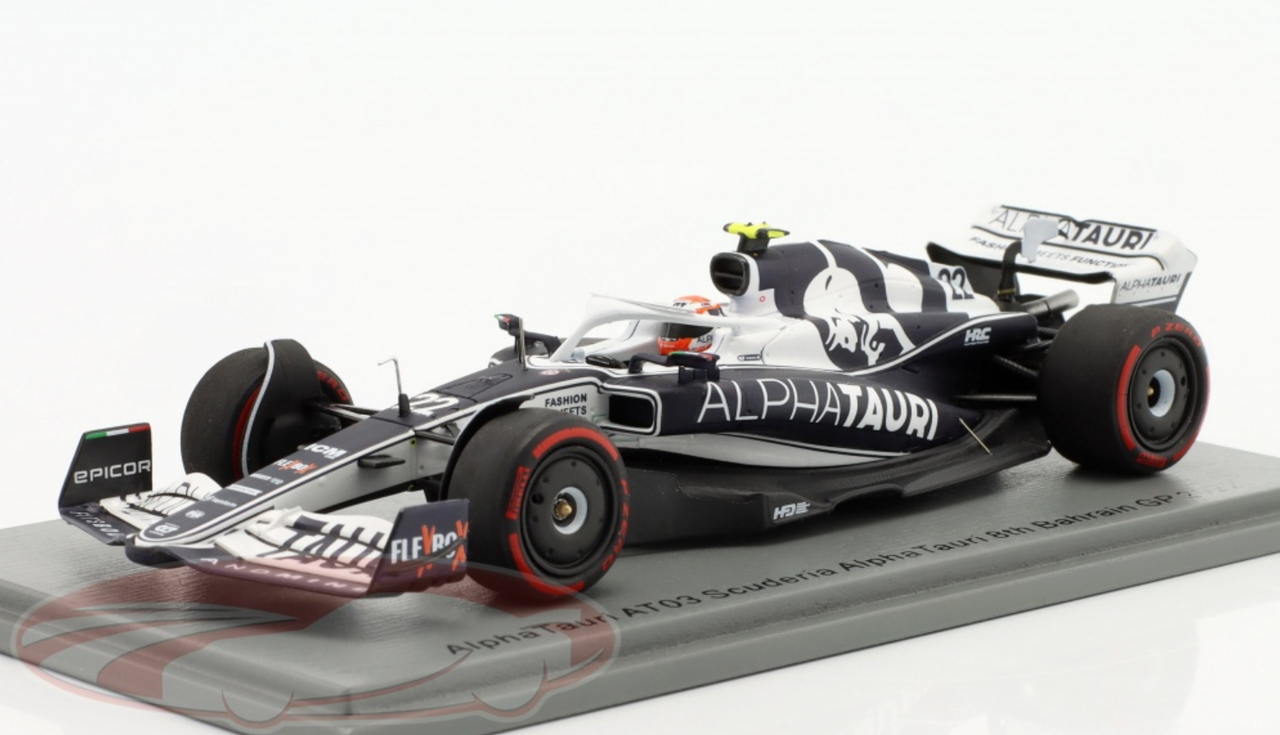 1/43 Spark 2022 Formula 1 Yuki Tsunoda Alpha Tauri AT03 #22 8th Bahrain GP Car Model