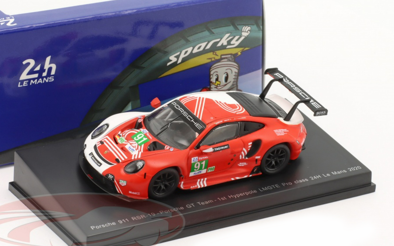 1/64 Spark 2021 Porsche 911 RSR-19 #91 Winner Hyperpole LMGTE Pro class 24h LeMans Porsche GT Team Gianmaria Bruni, Richard Lietz, Frédéric Makowiecki Car Model