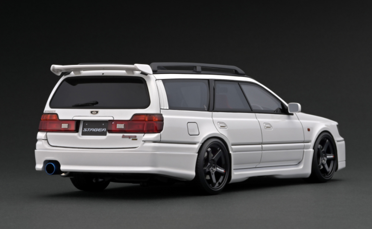 1/18 Ignition Model Nissan STAGEA 260RS (WGNC34) White with RB26 Engine Black Resin Car Model