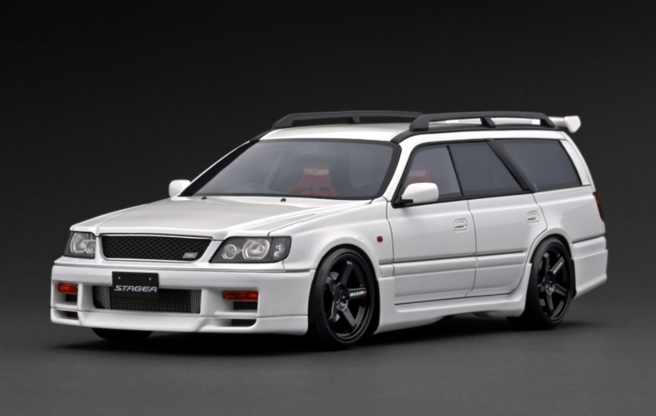 1/18 Ignition Model Nissan STAGEA 260RS (WGNC34) White with RB26 Engine Black Resin Car Model