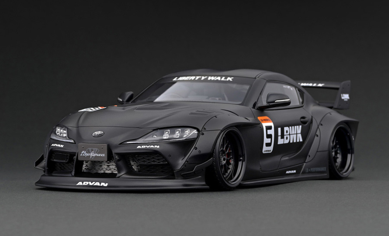 1/18 Ignition Model LB-WORKS TOYOTA SUPRA (A90) Matte Black Resin Car Model With Mr. Wataru Kato Figure