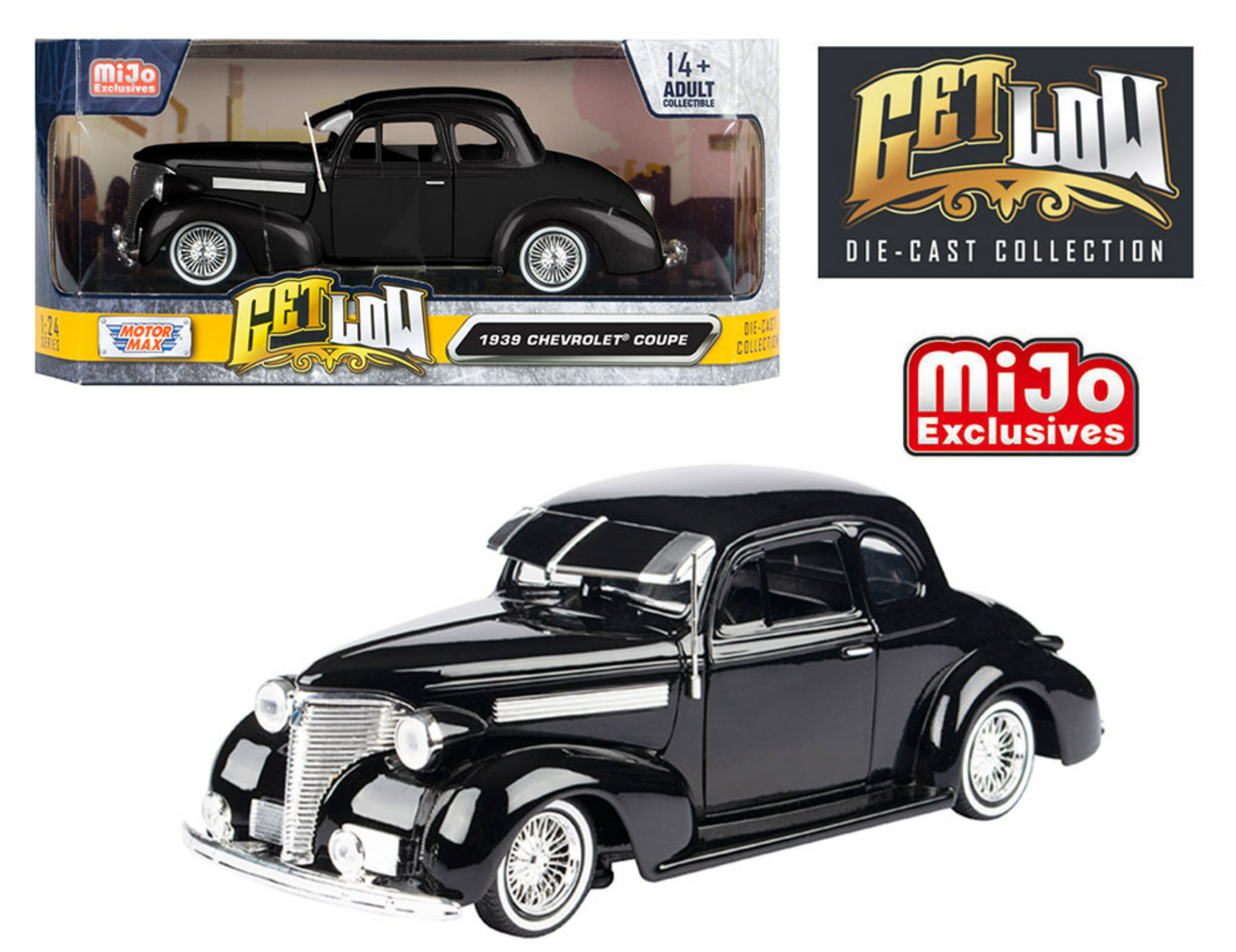 1/24 Motormax 1939 Chevrolet Coupe Lowrider (Black) Diecast Car Model