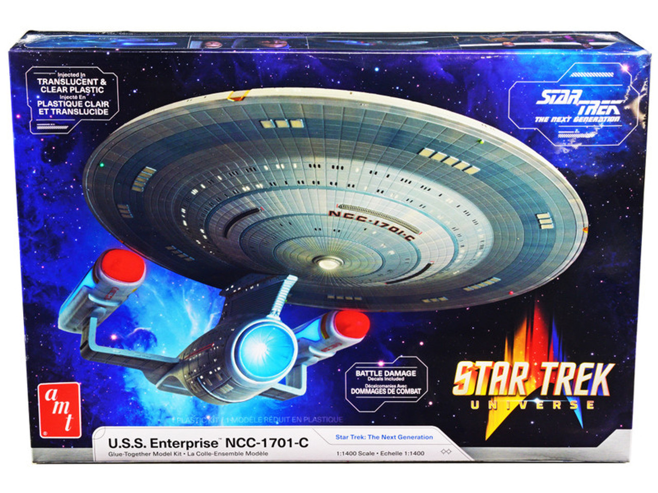Skill 2 Model Kit U.S.S. Enterprise NCC-1701-C Space Ship "Star Trek: The Next Generation" (1987) TV Series 1/1400 Scale Model by AMT