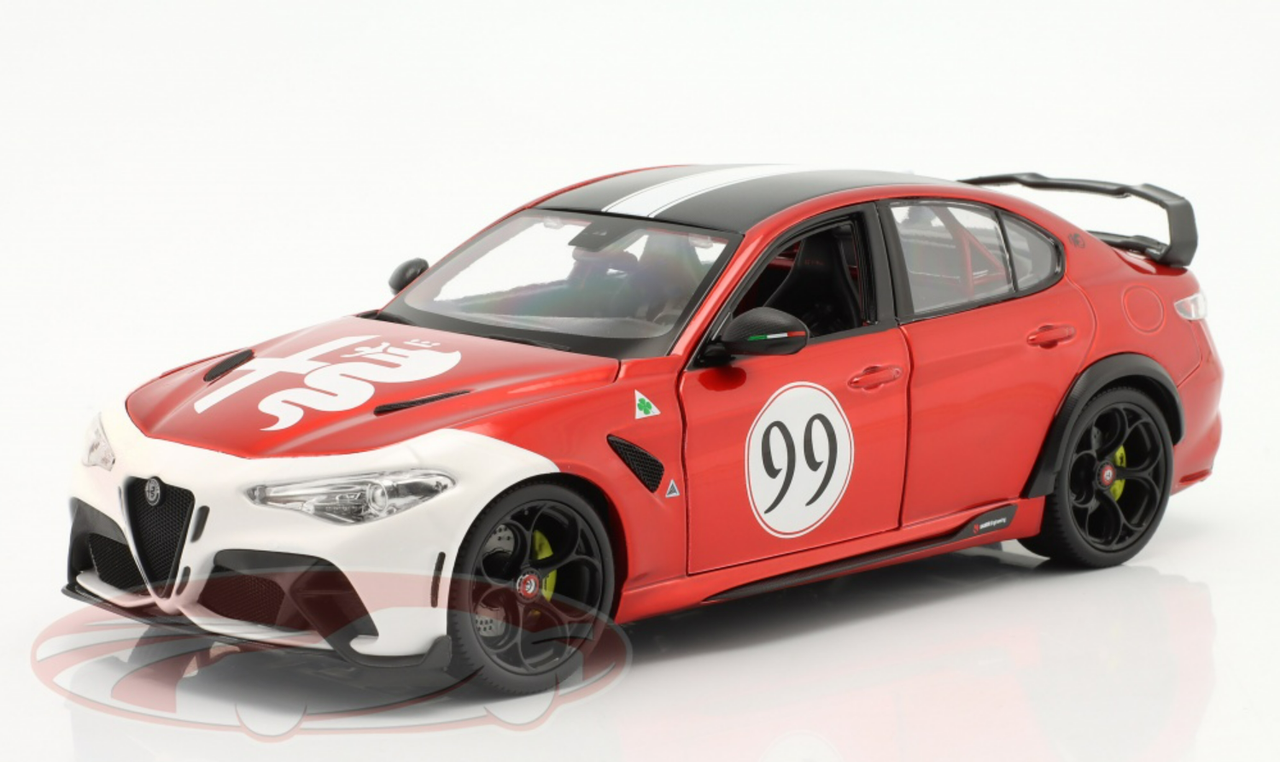 1/18 BBurago Alfa Romeo Giulia GTAm #99 (Red & White) Diecast Car Model