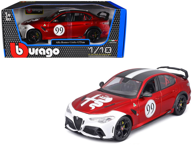 1/18 BBurago Alfa Romeo Giulia GTAm #99 (Red & White) Diecast Car