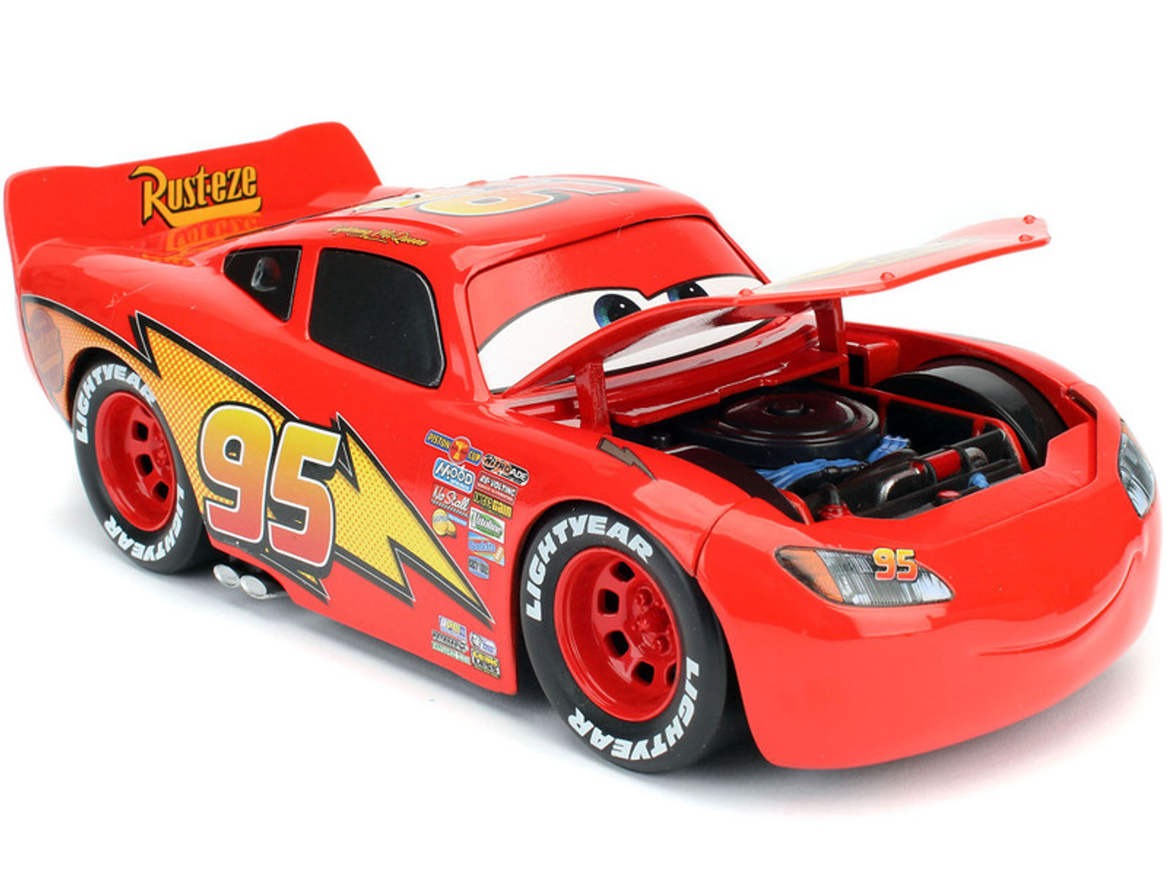 1/24 Jada Lightning McQueen With Tire Rack Disney Pixar Cars 1/24 Jada Lightning McQueen With Tire Rack Disney Pixar Cars